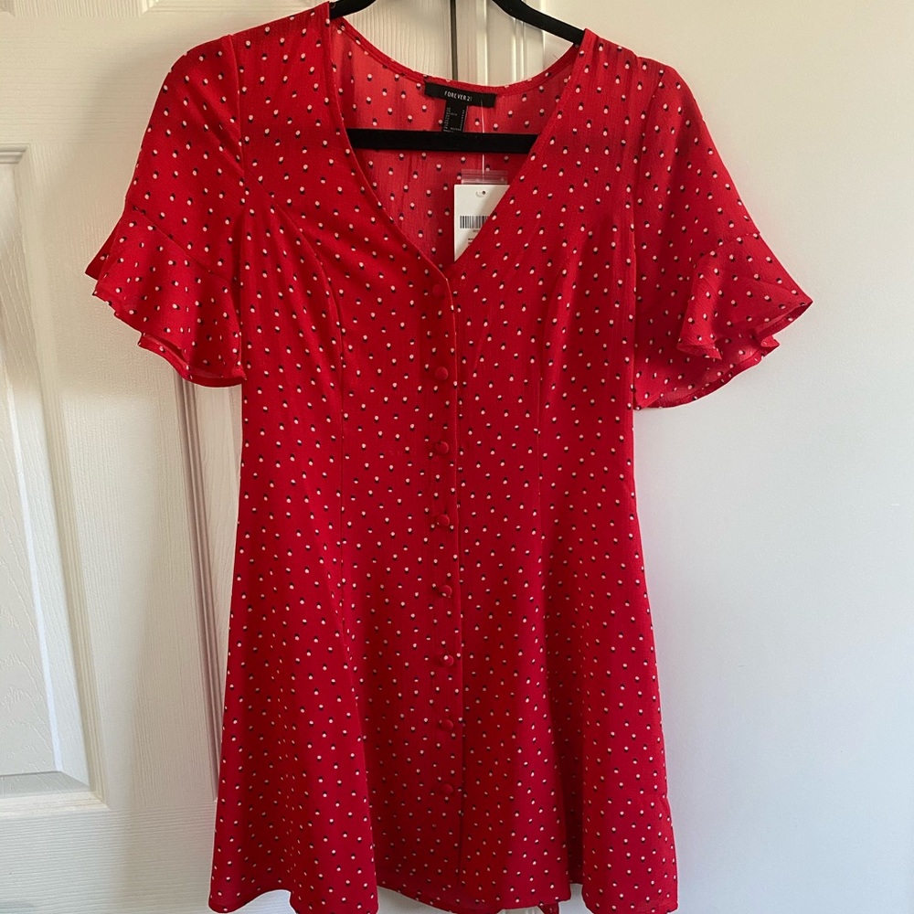red polka dot dress